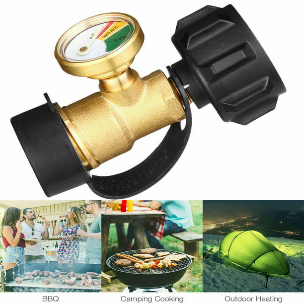Propane Tank Brass Adapter with Pressure Gauge Master LP Gas Grill BBQ 